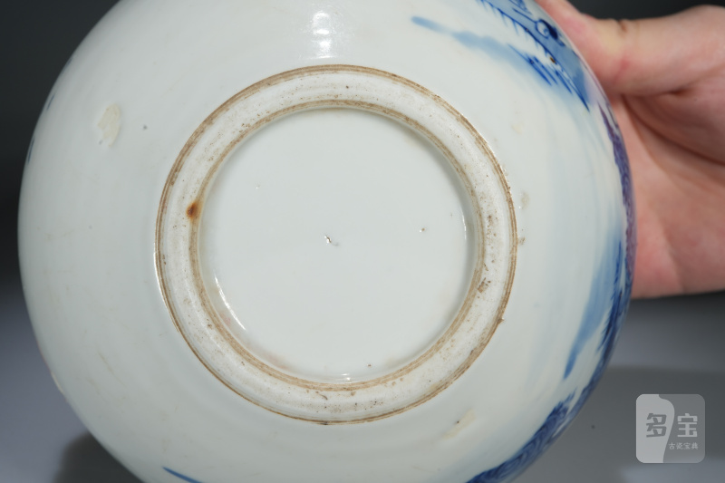 清中期 青花山水人物缸 - 图5